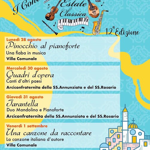 A Vietri sul Mare "Estate Classica" giunge alla 12esima edizione: si inizia il 28 agosto alla Villa Comunale