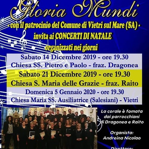 A Vietri sul Mare i Concerti di Natale della corale “Gloria Mundi”, a gennaio una trasferta a Minori