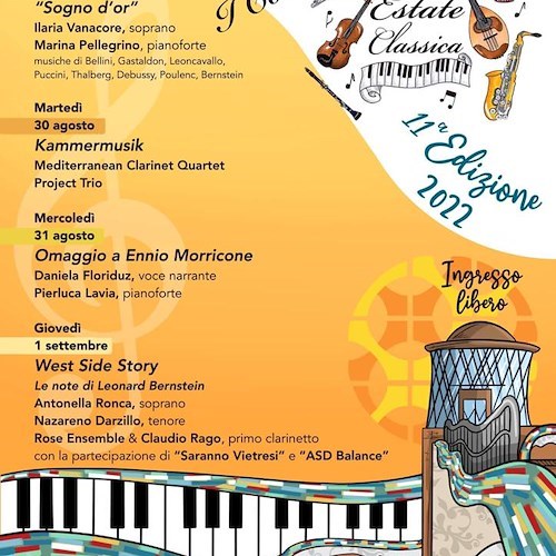 A Vietri sul Mare tutto pronto per i Concerti di "Estate Classica", la Rassegna dedicata alla musica e al bel canto