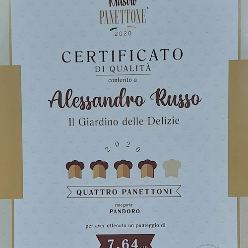 Ad Alessandro Russo di Tramonti i “Quattro panettoni” per il suo "Creativo al Cioccolato" e per il "Pandoro Artigianale"