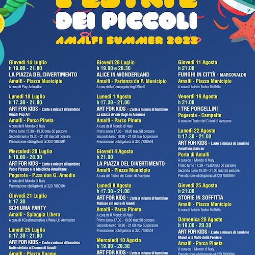 Ad Amalfi ritorna "L'Estate dei Piccoli", cartellone eventi pensato per i bambini / PROGRAMMA 