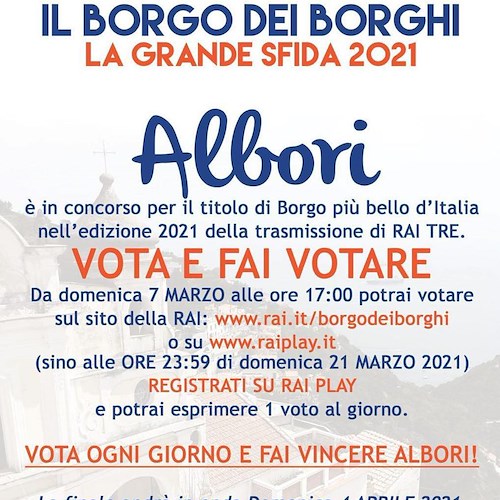 Albori rappresenta la Costa d’Amalfi e la Campania a “Il Borgo dei borghi” su Rai 3 /COME VOTARE