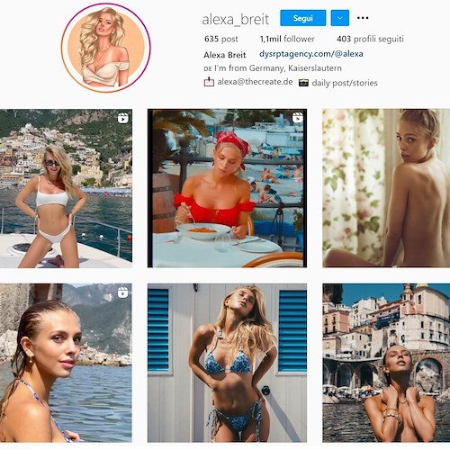 Alexa Breit in Costiera Amalfitana regala immagini senza tempo /foto /video