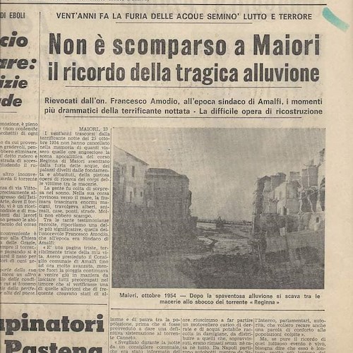 Alluvione del 25-26 ottobre 1954. La testimonianza del sindaco di Amalfi Francesco Amodio nel ricordo di Sigismondo Nastri /foto