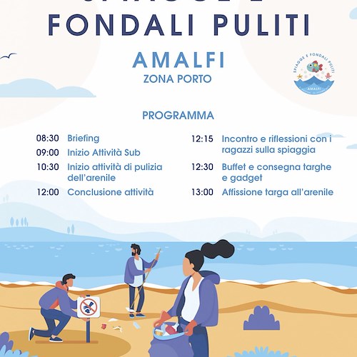 Amalfi: 22 ottobre “Spiagge e Fondali Puliti”, giornata di pulizia dedicata alla salvaguardia dell’ambiente e del mare