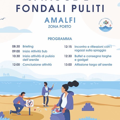 Amalfi: 22 ottobre “Spiagge e Fondali Puliti”, giornata di pulizia dedicata alla salvaguardia dell’ambiente e del mare