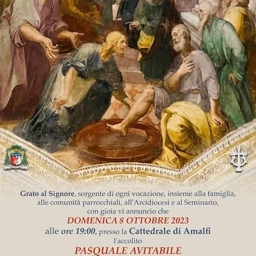 Amalfi, 8 ottobre il giovane Pasquale Avitabile sarà ordinato diacono