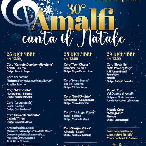 "Amalfi canta il Natale": tre serate dedicate ai canti corali. A Padre Enzo Fortunato il Premio" Siate Costruttori di dialogo".