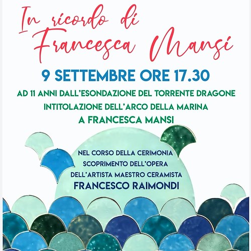 Atrani, 9 settembre arco della marina sarà intitolato a Francesca Mansi