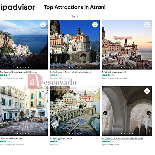 Atrani, il Santuario di Santa Maria del Bando al primo posto tra le attrazioni di Tripadvisor 