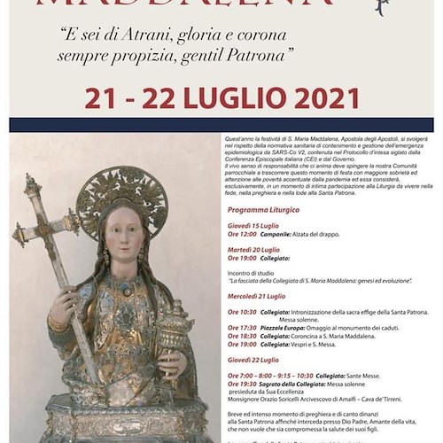 Atrani onora la Patrona Santa Maddalena, 22 luglio Messa Solenne sul Sagrato /PROGRAMMA