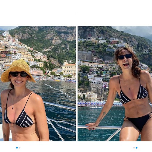 Benedetta Parodi, dopo Amalfi e Capri saluta la Divina con foto ricordo da Positano /foto