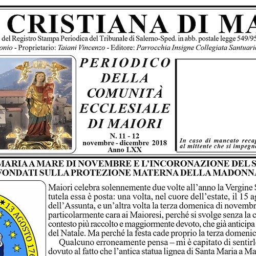 Bollettino parrocchiale di Maiori: Vita Cristiana sarà diffuso dal giornale on line il Vescovado