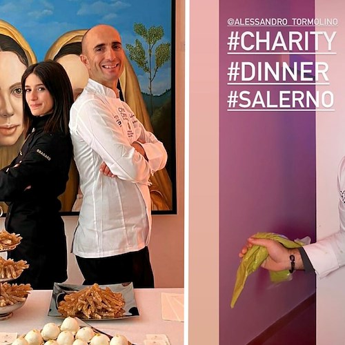 Dalla Costa d'Amalfi Pasticceria Pansa e lo chef stellato Alessandro Tormolino alla Charity Dinner della Caritas di Salerno