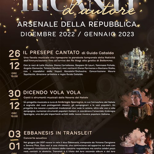 Debutta stasera ad Amalfi la rassegna “InCanti d'Autore”, tre spettacoli natalizi fino al 3 gennaio