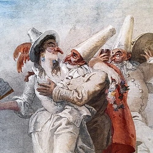 Pulcinella innamorato di Giandomenico Tiepolo