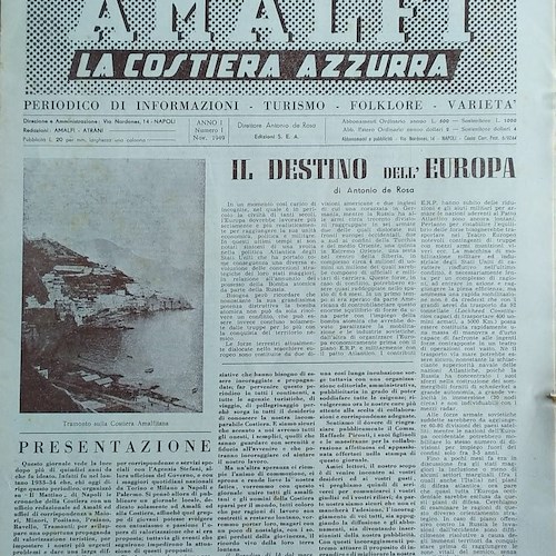 Il 2 settembre ad Atrani si ricorda la pubblicazione di “Amalfi La Costiera Azzurra” e si dibatte di carta stampata