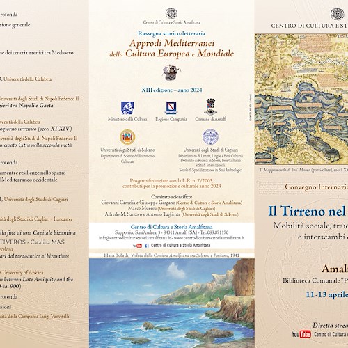 “Il Tirreno nel Medioevo”, dall'11 al 13 aprile oltre 40 studiosi ad Amalfi per un excursus tra arte, storia e archeologia