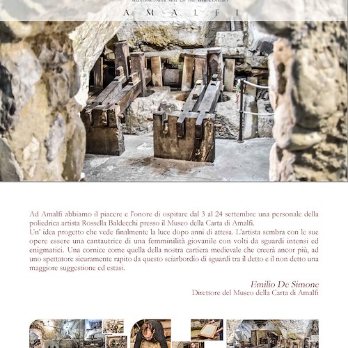 L'artista toscana Rossella Baldecchi espone al Museo della Carta di Amalfi: 3 settembre s'inaugura “Un mare di segni”