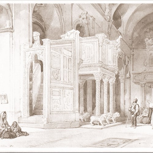 L’interno del Duomo di Ravello in un disegno di Achille Vianelli 