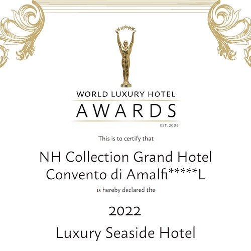 L’NH Convento di Amalfi premiato come miglior hotel di mare in Italia ai World Luxury Awards