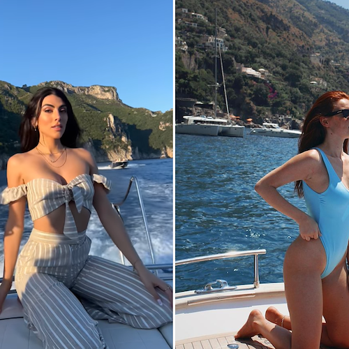 La modella Giulia Salemi e l'attrice Ludovica Bizzaglia si rilassano a Positano 