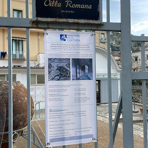 Minori, con l'inizio delle indagini archeologiche prende il via il restauro della Villa Romana e dell'Antiquarium