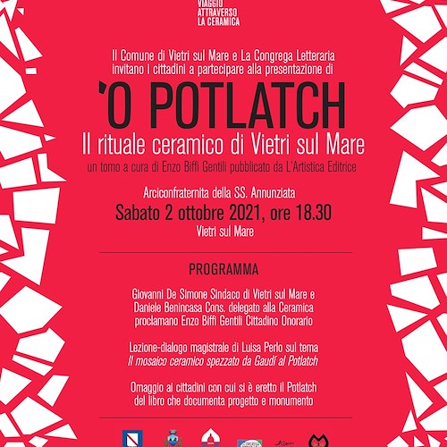 "’O Potlatch, il rituale ceramico di Vietri Sul Mare", 2 ottobre si presenta il libro di Vincenzo Biffi Gentili 