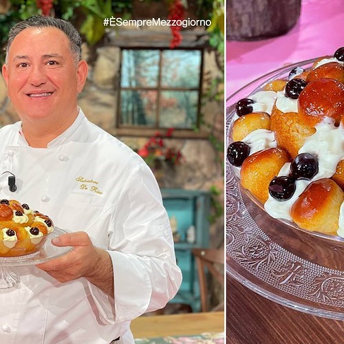 Sal De Riso con Antonella Clerici dedica il suo "Babà Savarin" a nonno Vittorio /FOTO