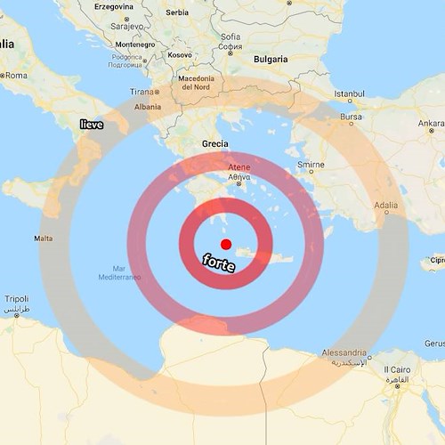 Scossa di magnitudo 6 a Creta, avvertita anche in Costa d'Amalfi