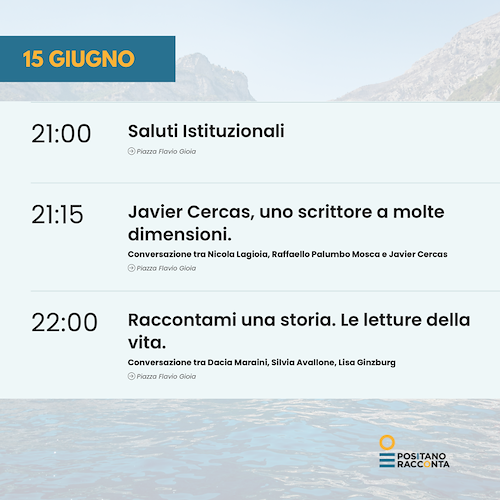 Stasera si inaugura la prima edizione di Positano Racconta. Appuntamento in Piazza Flavio Gioia