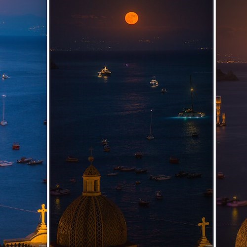 Tutti in rada a Positano per la Superluna del Cervo. Le fotografie di Fabio Fusco