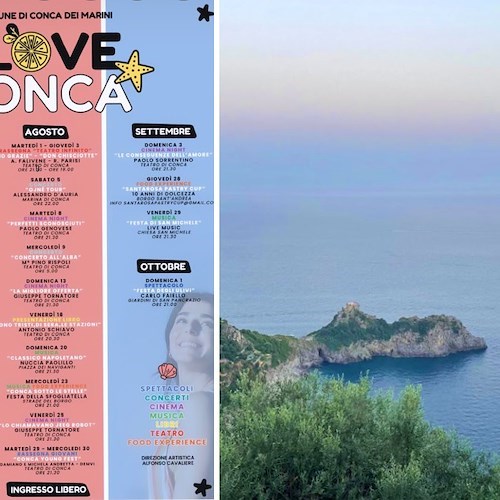 Un’estate di eventi culturali a Conca dei Marini tra teatro, cinema, musica e gastronomia